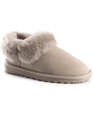 Aus Wooli Sheepskin Wool Traditional Ankle Slippers - Grey