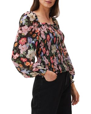 Phase Eight Esty Floral Square Neck Blouse - Black