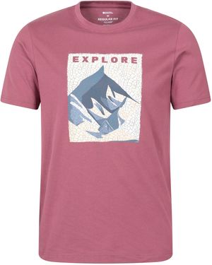 Mountain Warehouse 'Explore' Graphic T-Shirt Sun Protection Breathable Everyday Tee Cotton - Pink