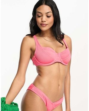 We Are We Wear Fullerbust Rib Stacey Underwire Bikini Top - Pink