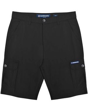 Lambretta Rubberised Logo Cargo Shorts - Black