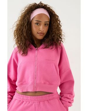 DSGN Studio Boxy Crop Zip Through Hoodie - Pink