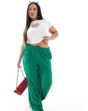 Vero Moda Textured Wide Leg Trousers - Green
