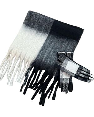 SVNX Check Scarf & Gloves Set - Blue