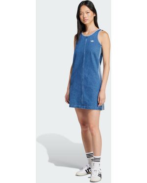 adidas Originals Adicolor Denim 3-Stripes Tank Dress - Blue