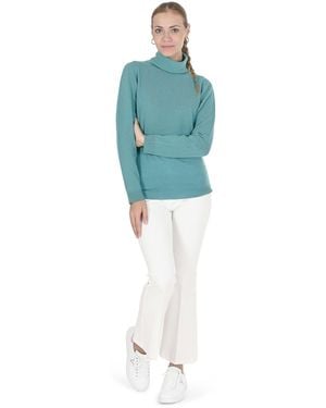 Crown of Edinburgh Cashmere Turtleneck Jumper Coe 005 Jade - Blue