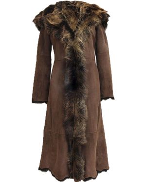 Infinity Leather Suède Toscana Schapenvacht Trenchcoat Met Capuchon-Rushden - Bruin