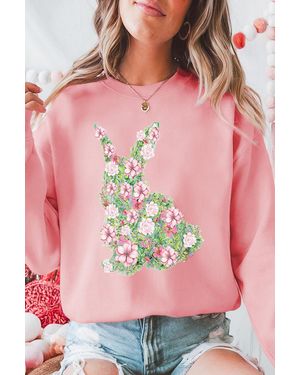 Azura Exchange Bloemige Konijn Sweater - Roze