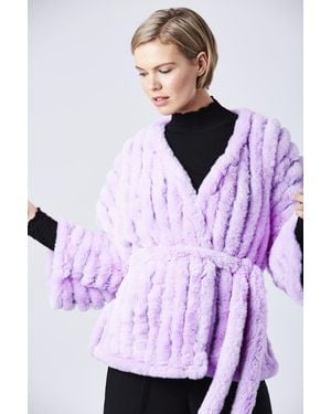 Jayley Faux Fur Kimono Jacket - Purple