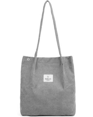 Woodland Leathers Corduroy Tote Bag, Water Resistant Shoulder - Grey