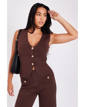 Quiz Knitted Waistcoat Viscose - Purple