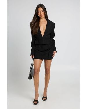Boohoo Tie Back Cropped Blazer - Black