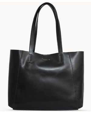 Assots London Adela' Smooth Real Leather Unlined Designer Tote Bag - Black