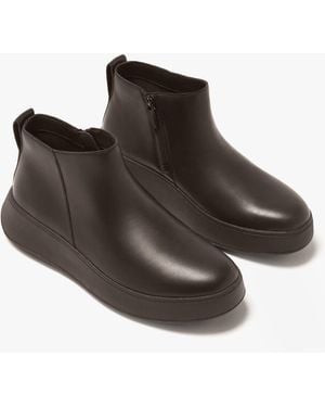 Fitflop F-Mode Flatform Zip Ankle Boots Chocolate - Brown