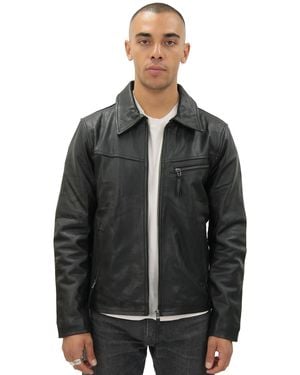 Infinity Leather Harrington Cow Hide Jacket-Lima - Black