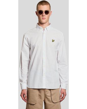 Lyle & Scott Linen Blend Oxford Shirt - White