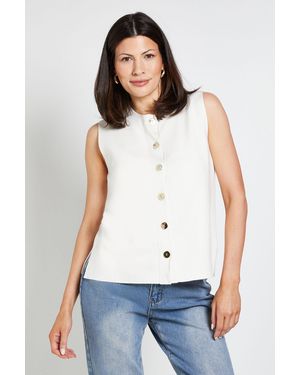 Wallis Button Detail Knitted Vest Top - White