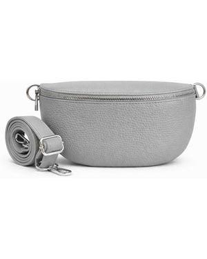 Woodland Leathers Ladies Genuine Italian Leather Crossbody Sling Bag - Grey