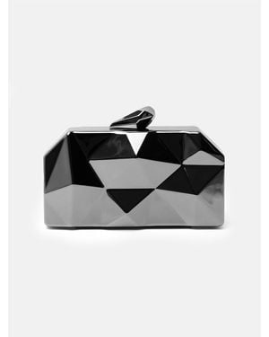 Where's That From Melanie Geometric Pattern Clutch Bag - Black