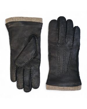 Infinity Leather Italian Warm Wool Lining Winter Riding Driving Casual Gloves - Black