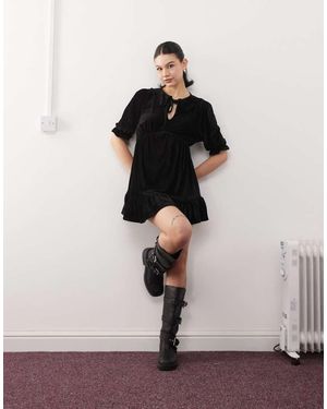 Reclaimed Vintage Cord Tea Dress - Black