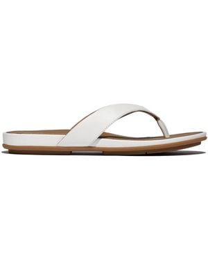 Fitflop Gracie Leather Flip Flops Urban - White