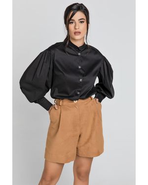 Conquista Faux Leather Bermuda Shorts - Black