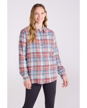 Mountain Warehouse 'Balsam' Longline Flannel Shirt Brushed Cotton Buttoned Top - Red