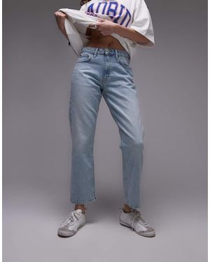 TOPSHOP Mid Rise Straight Cropped Jean - Grey