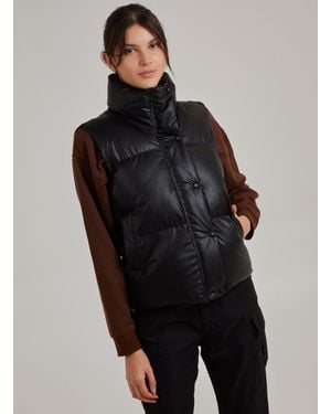 Pink Vanilla Faux Leather Gilet - Black