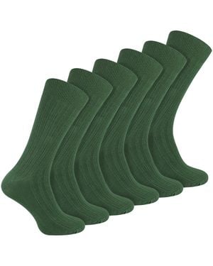 Sock Snob Plain Coloured Cotton Rich Ribbed Dress Socks - Green