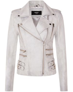 Infinity Leather Brando Biker Jacket-Loddon - Grey