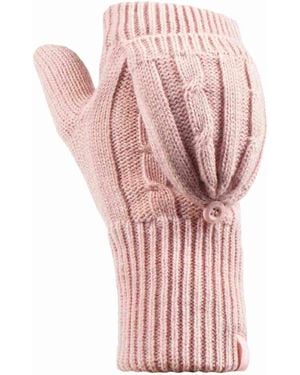 Heat Holders Ladies Cable Knit 2.3 Tog Thermal Winter Fingerless Converter Gloves - Pink