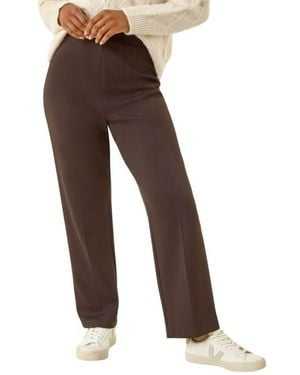 Roman Petite Straight Leg Ponte Stretch Trouser - Brown