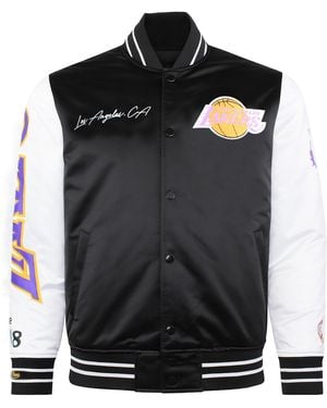 Mitchell & Ness Nba Los Angeles Lakers Satin Bomber Jacket - Black