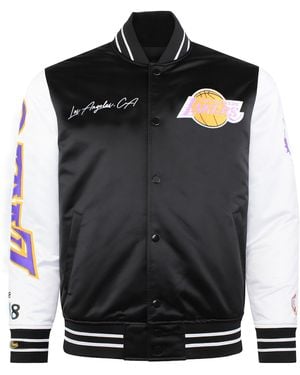 Mitchell & Ness Nba Los Angeles Lakers Satin Bomber Jacket - Black