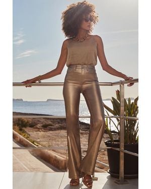 Sosandar Sunset Metallic Wide Leg Jeans - Brown