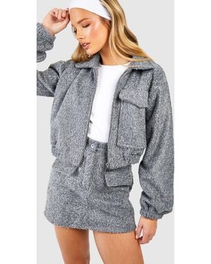 Boohoo Textured Pocket Detail Mini Skirt - Grey