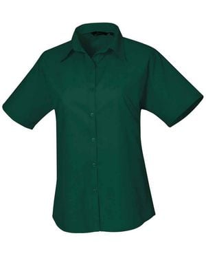 PREMIER Ladies Poplin Short-Sleeved Blouse (Bottle) - Green