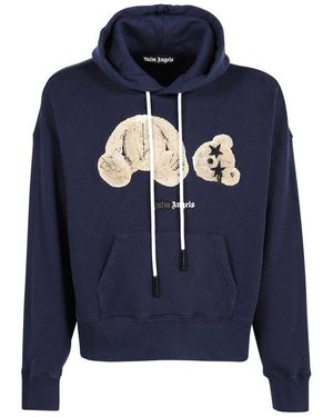 Palm Angels Kill The Bear Spray Paint Hoodie Cotton - Blue