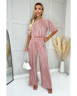 AX Paris Plisse Straight Leg Trousers - Grey