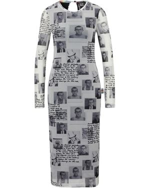 BOSS Keith Haring Crew Neck Long Sleeve Midi Bodycon Dress - Grey