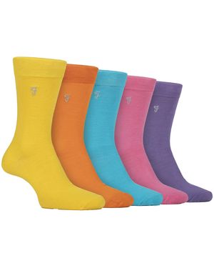 Farah 5-Pack Sokken Van Bamboe Met Patroon - Blauw