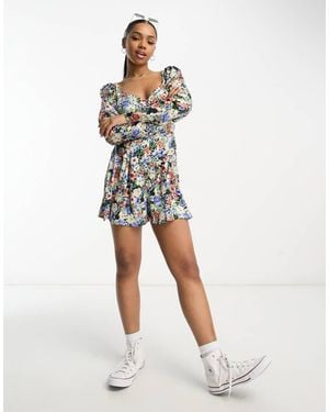 ASOS Cupped Satin Tea Playsuit - White