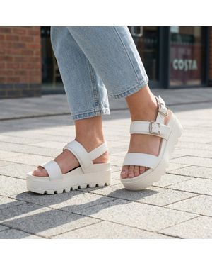 Wynsors Wedge Platform Sandals Summer Helga Buckle - Blue