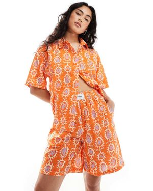 Sixth June Co-Ord Printed Linen Shorts - Orange