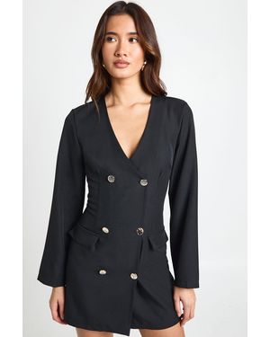 Boohoo Tailored Long Sleeve Mini Dress - Black