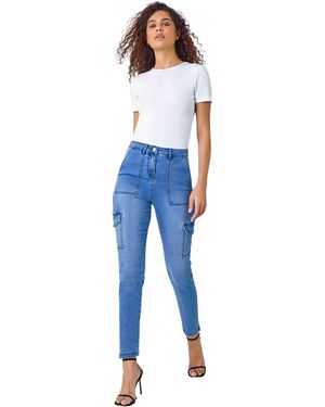 Roman Cotton Blend Cargo Stretch Jegging - Blue
