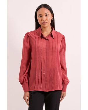 PRINCIPLES Collared Pintuck Detail Chiffon Shirt