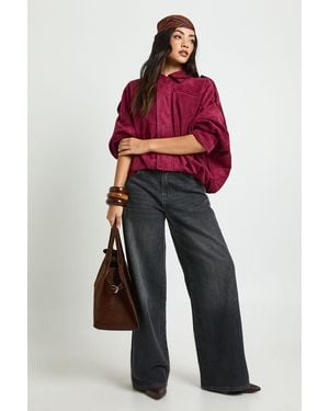 Boohoo Faux Suede Bomber Jacket - Red